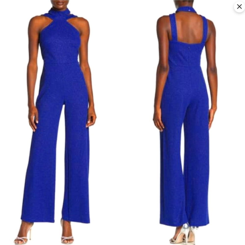 Bebe Elegant Blue Halter Jumpsuit size 6 - Picture 6 of 8